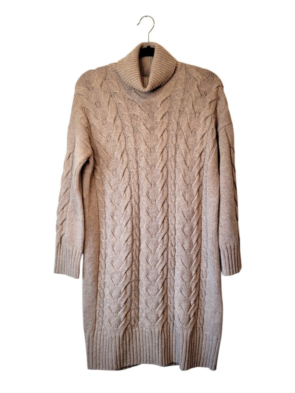 Barbour Woodlane Wool Blend Cable-Knit Turtleneck Sweater Dress Size US 4